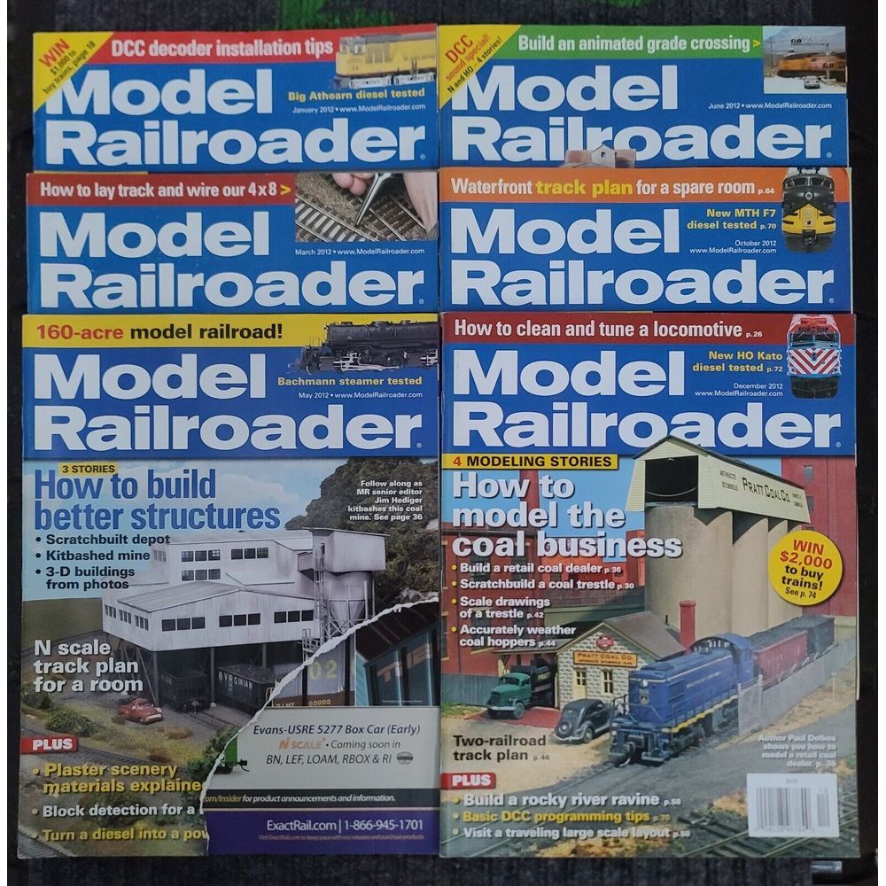 Model‎ Railroader Magazine 2012 Multi Month Locomotive Train Hobby Craft Build